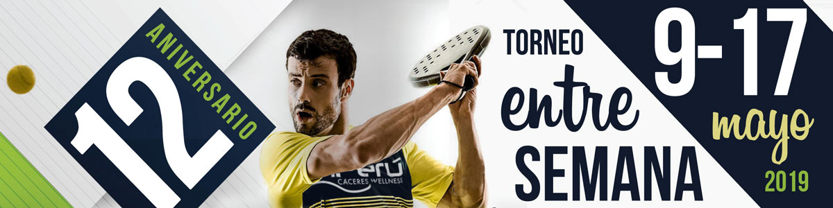 Participa en el torneo de pádel 12º aniversario entre semana, que se celebrará entre el 9 y el 17 de mayo de 2019 en horario de tarde, con inscripción abierta a socios y no socios
